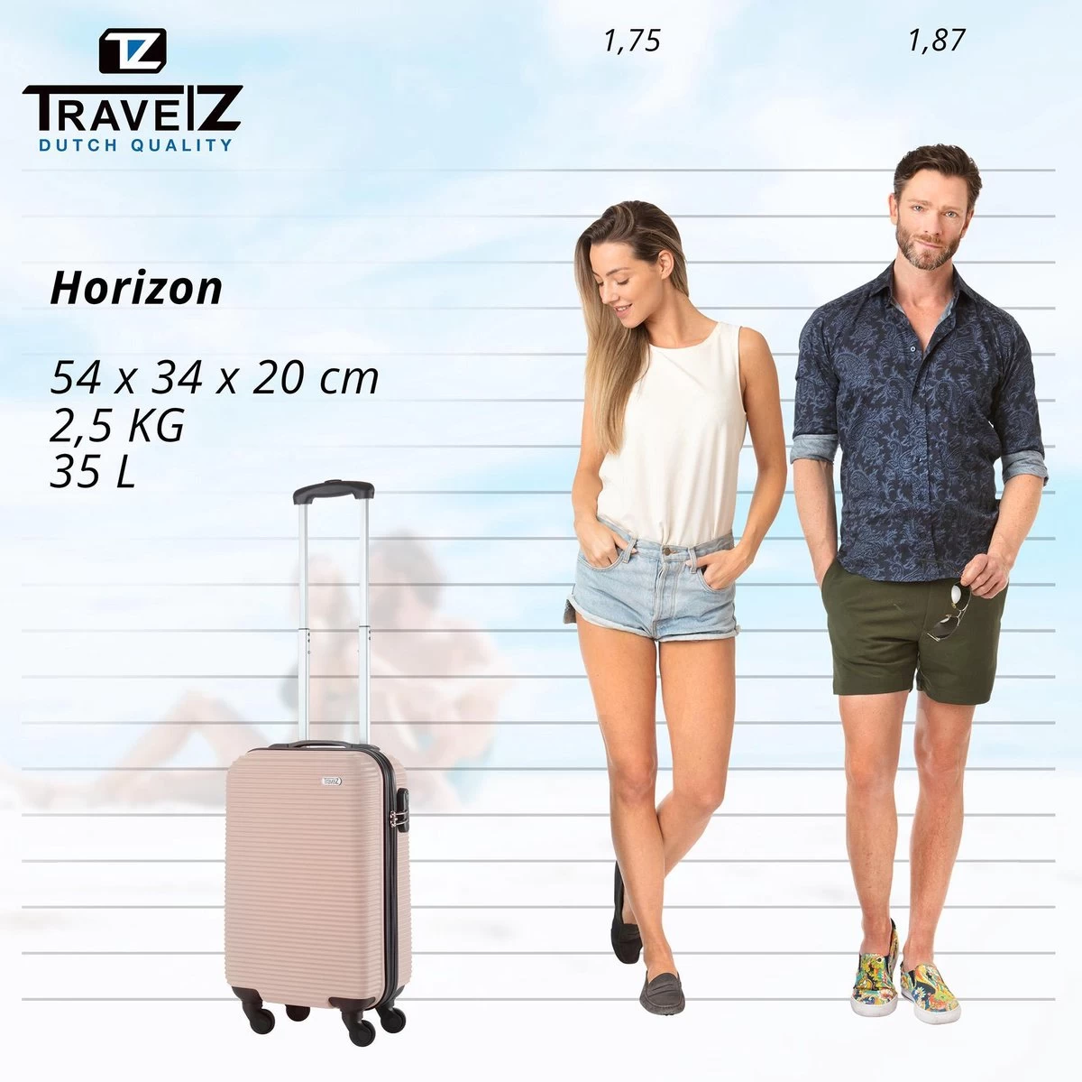TravelZ Horizon Handbagagekoffer - 54cm Handbagage Trolley Met Gevoerde Binnenkant - Champagne 6 TravelZ Horizon Handbagagekoffer - 54cm Handbagage Trolley Met Gevoerde Binnenkant - Champagne - Afbeelding 6