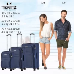 TravelZ Softspinner TSA Kofferset - 3-delige Zachte Trolleyset - Dubbele Wielen En Voorvakken Blauw -Reisopslagwinkel 1200x1199 15