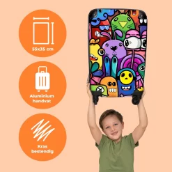 NoBoringSuitcases.com® Koffer - Monster - Bloemen - Regenboog - Design - Grappig - Past Binnen 55x40x20 Cm En 55x35x25 Cm - Handbagage - Trolley - Fotokoffer - Cabin Size - Print -Reisopslagwinkel 1200x1200 1