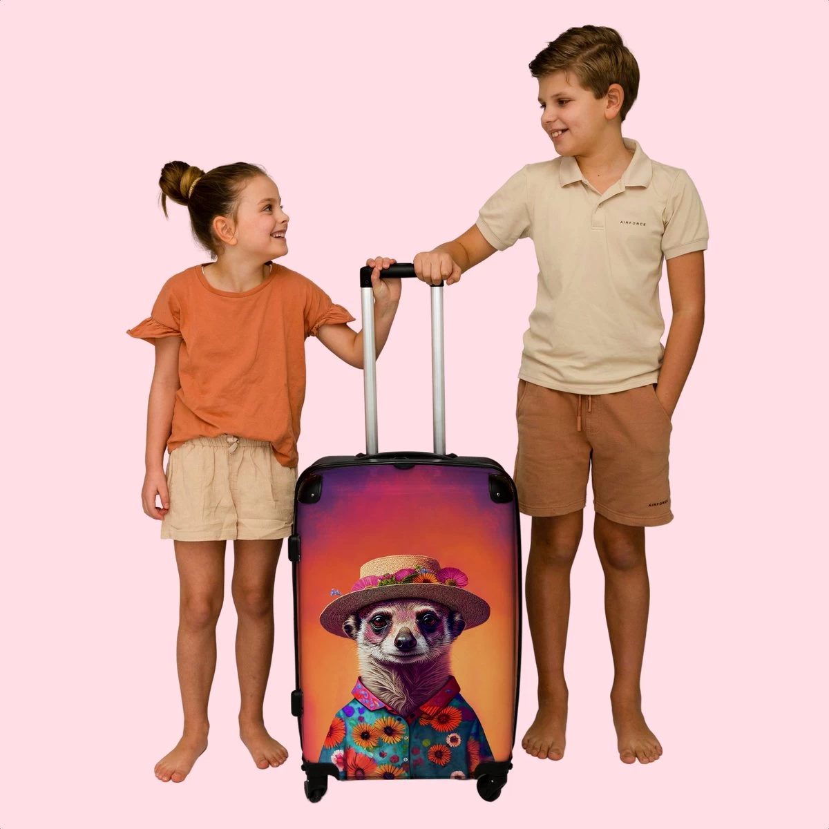 NoBoringSuitcases.com® Koffer Groot - Meerkat - Bloemen - Hoed - Dieren - Portret - Trolley Koffer Met TSA-slot - Met Wielen - 90 Liter - Reiskoffer - 66 Cm 7 NoBoringSuitcases.com® Koffer Groot - Meerkat - Bloemen - Hoed - Dieren - Portret - Trolley Koffer Met TSA-slot - Met Wielen - 90 Liter - Reiskoffer - 66 Cm - Afbeelding 7