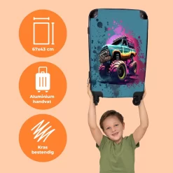 NoBoringSuitcases.com® Koffer Groot - Monstertruck - Verf - Graffiti - Roze - Neon - Trolley Koffer Met TSA-slot - Met Wielen - 90 Liter - Reiskoffer - 66 Cm -Reisopslagwinkel 1200x1200 1177
