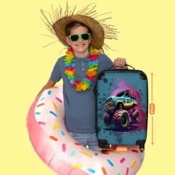NoBoringSuitcases.com® Koffer Groot - Monstertruck - Verf - Graffiti - Roze - Neon - Trolley Koffer Met TSA-slot - Met Wielen - 90 Liter - Reiskoffer - 66 Cm -Reisopslagwinkel 1200x1200 1180
