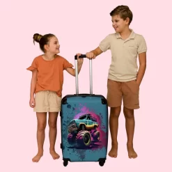 NoBoringSuitcases.com® Koffer Groot - Monstertruck - Verf - Graffiti - Roze - Neon - Trolley Koffer Met TSA-slot - Met Wielen - 90 Liter - Reiskoffer - 66 Cm -Reisopslagwinkel 1200x1200 1181