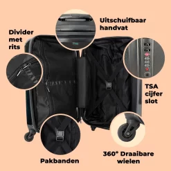 NoBoringSuitcases.com® Koffer Groot - Krokodil - Kroon - Goud - Ballet - Portret - Trolley Koffer Met TSA-slot - Met Wielen - 90 Liter - Reiskoffer - 66 Cm -Reisopslagwinkel 1200x1200 1192