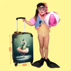 NoBoringSuitcases.com® Koffer Groot - Krokodil - Kroon - Goud - Ballet - Portret - Trolley Koffer Met TSA-slot - Met Wielen - 90 Liter - Reiskoffer - 66 Cm -Reisopslagwinkel 1200x1200 1194