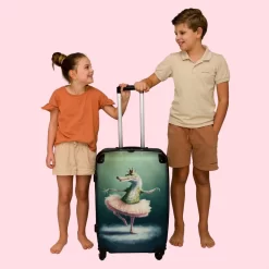 NoBoringSuitcases.com® Koffer Groot - Krokodil - Kroon - Goud - Ballet - Portret - Trolley Koffer Met TSA-slot - Met Wielen - 90 Liter - Reiskoffer - 66 Cm -Reisopslagwinkel 1200x1200 1195