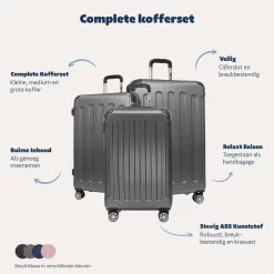 TRVLMORE Kofferset - 3 Delig - 38L (handbagage) + 70L + 110L - Donkergrijs -Reisopslagwinkel 1200x1200 1213