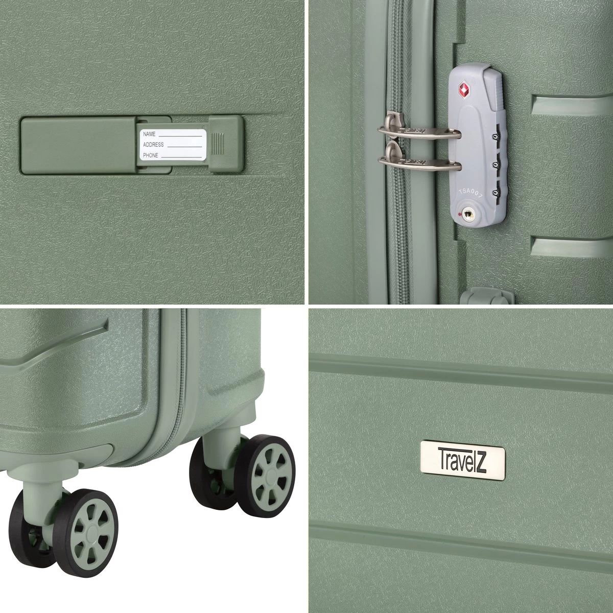 TravelZ Big Bars Kofferset - Trolleyset 3-delig Met TSA-slot - Olijf 6 TravelZ Big Bars Kofferset - Trolleyset 3-delig Met TSA-slot - Olijf - Afbeelding 6