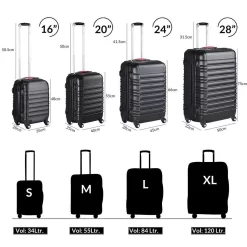 Monzana Kofferset - 4 Stuks S M L XL Met Wielen Cijferslot - Zwart -Reisopslagwinkel 1200x1200 1280