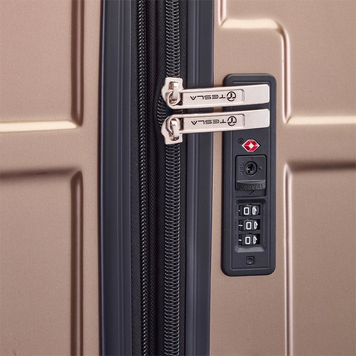 Tesla - Kofferset - 3-delig - 4 Wielen - Cijferslot - Goud 8 Tesla - Kofferset - 3-delig - 4 Wielen - Cijferslot - Goud - Afbeelding 8