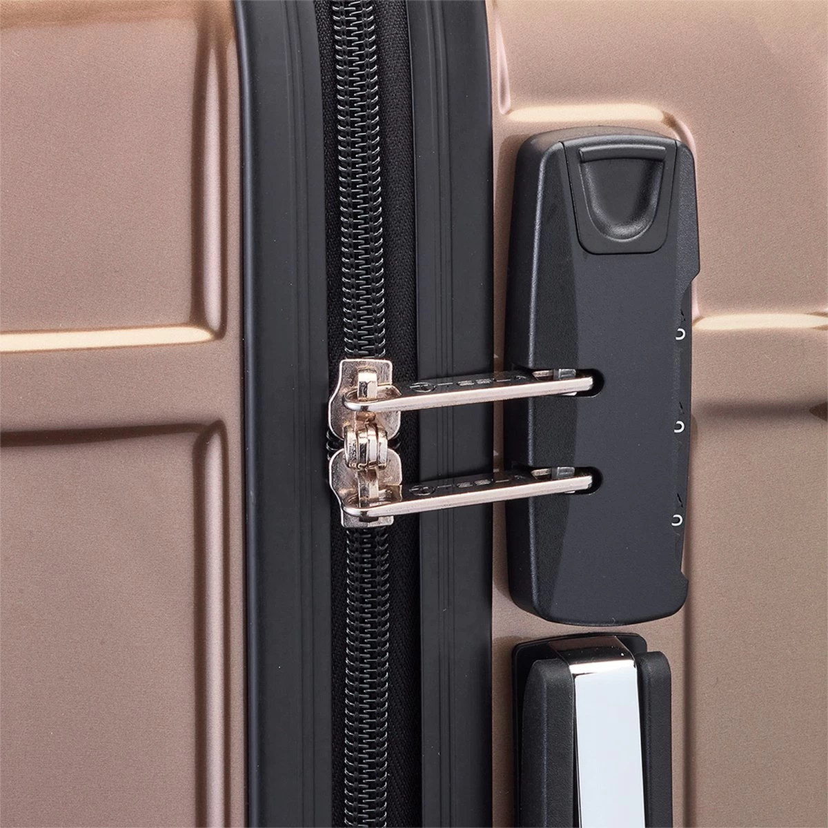 Tesla - Kofferset - 3-delig - 4 Wielen - Cijferslot - Goud 9 Tesla - Kofferset - 3-delig - 4 Wielen - Cijferslot - Goud - Afbeelding 9