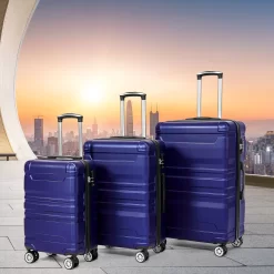 Merax 3-delig Kofferset Met TSA Slot - Trolleyset ABS 40L, 70L & 110 Liter - Blauw -Reisopslagwinkel 1200x1200 1377
