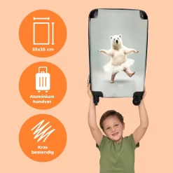 NoBoringSuitcases.com® Koffer - IJsbeer - Rok - Wit - Portret - Dieren - Trolley Op Wieltjes - Reiskoffer - Past Binnen 55x40x20 Cm En 55x35x25 Cm - Fotokoffer -Reisopslagwinkel 1200x1200 140