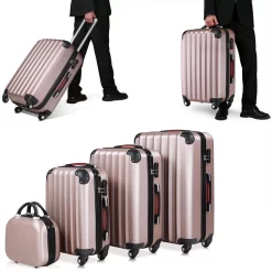 Monzana Hardcase Kofferset 4 Delig - Baseline Beautycase/M/L/XL - Rosé -Reisopslagwinkel 1200x1200 1444