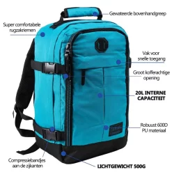 CabinMax Metz Reistas – Handbagage 20L – Rugzak – Schooltas - 40x25x20 Cm – Compact Backpack – Lichtgewicht – Teal -Reisopslagwinkel 1200x1200 1493