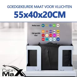 CabinMax Metz Reistas– Handbagage 44L- Rugzak – Schooltas - Backpack 55x40x20cm – Lichtgewicht - Zwart (MZ BK) -Reisopslagwinkel 1200x1200 1557