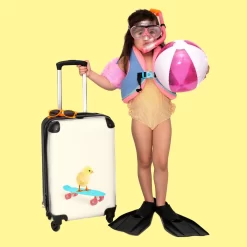 NoBoringSuitcases.com® Kinderkoffer - Trolley Op Wieltjes - Kuiken - Skateboard - Blauw - Kinderen - Dieren - Reiskoffer Kinderen - Past Binnen 55x40x20 Cm En 55x35x25 Cm - Fotokoffer -Reisopslagwinkel 1200x1200 206