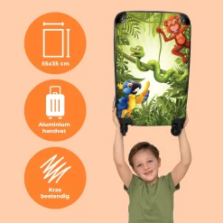 NoBoringSuitcases.com® Koffer - Jungle - Dieren - Groen - Kinderen - Past Binnen 55x40x20 Cm En 55x35x25 Cm - Handbagage - Trolley - Fotokoffer - Cabin Size - Print -Reisopslagwinkel 1200x1200 21