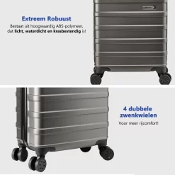 CabinMax Handbagage Koffer - Trolley 30L - Harde Reiskoffer - 45x36x20cm - Lichtgewicht - Groot Capaciteit - Steel Grey -Reisopslagwinkel 1200x1200 317