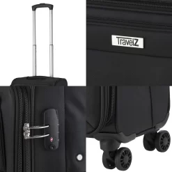 TravelZ Softspinner TSA Handbagagekoffer 55cm - Zachte Reiskoffer Dubbele Wielen – Zwart -Reisopslagwinkel 1200x1200 492