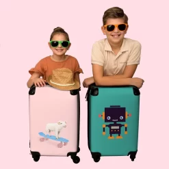 NoBoringSuitcases.com® Kinderkoffer - Trolley Kinderen - Varken - Roze - Skateboard - Kinderen - Meisje - Koffer Dieren - Past Binnen 55x40x20 Cm En 55x35x25 Cm - Reiskoffer Met Wielen -Reisopslagwinkel 1200x1200 548