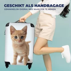 MuchoWow® Koffer - Kat - Rood - Kitten - Meisjes - Kinderen - Jongens - Kindje - Past Binnen 55x40x20 Cm En 55x35x25 Cm - Handbagage - Trolley - Fotokoffer - Cabin Size - Print -Reisopslagwinkel 1200x1200 565