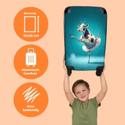NoBoringSuitcases.com® Koffer - Koe - Ballet - Rok - Portret - Dieren - Trolley Op Wieltjes - Handbagagekoffer - Past Binnen 55x40x20 Cm En 55x35x25 Cm - Reiskoffer -Reisopslagwinkel 1200x1200 574