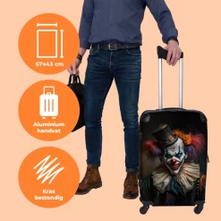 NoBoringSuitcases.com® Koffer Groot - Clown - Hoed - Kraag - Portret - Killer Clown - Trolley Koffer Met TSA-slot - Met Wielen - 90 Liter - Reiskoffer - 66 Cm -Reisopslagwinkel 1200x1200 668