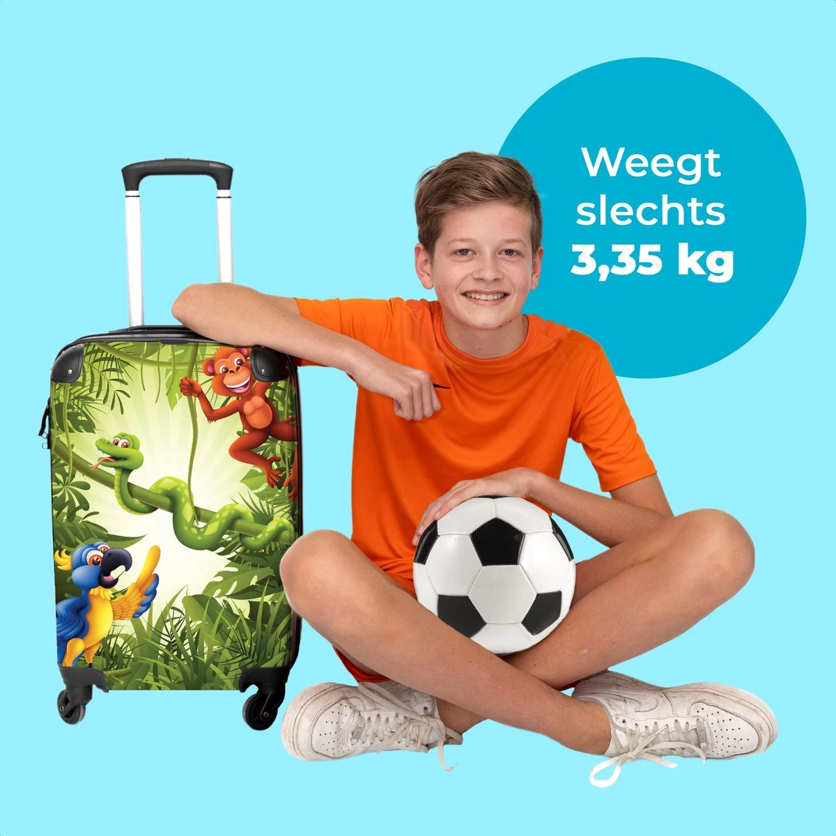 NoBoringSuitcases.com® Koffer Groot - Jungle - Dieren - Groen - Kinderen - Trolley Koffer Met TSA-slot - Met Wielen - 90 Liter - Reiskoffer - 66 Cm 2 NoBoringSuitcases.com® Koffer Groot - Jungle - Dieren - Groen - Kinderen - Trolley Koffer Met TSA-slot - Met Wielen - 90 Liter - Reiskoffer - 66 Cm - Afbeelding 2