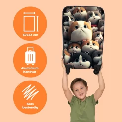 NoBoringSuitcases.com® Koffer Groot - Kat - Huisdieren - Poes - Bruin - Grijs - Trolley Koffer Met TSA-slot - Met Wielen - 90 Liter - Reiskoffer - 66 Cm -Reisopslagwinkel 1200x1200 777