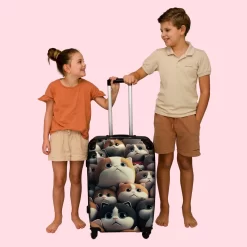 NoBoringSuitcases.com® Koffer Groot - Kat - Huisdieren - Poes - Bruin - Grijs - Trolley Koffer Met TSA-slot - Met Wielen - 90 Liter - Reiskoffer - 66 Cm -Reisopslagwinkel 1200x1200 781