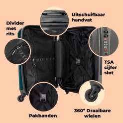 NoBoringSuitcases.com® Koffer Groot - Koe - Ballet - Portret - Blauw - Dieren - Trolley Koffer Met TSA-slot - Met Wielen - 90 Liter - Reiskoffer - 66 Cm -Reisopslagwinkel 1200x1200 805