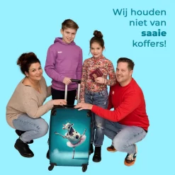NoBoringSuitcases.com® Koffer Groot - Koe - Ballet - Portret - Blauw - Dieren - Trolley Koffer Met TSA-slot - Met Wielen - 90 Liter - Reiskoffer - 66 Cm -Reisopslagwinkel 1200x1200 806