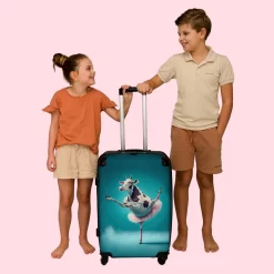 NoBoringSuitcases.com® Koffer Groot - Koe - Ballet - Portret - Blauw - Dieren - Trolley Koffer Met TSA-slot - Met Wielen - 90 Liter - Reiskoffer - 66 Cm -Reisopslagwinkel 1200x1200 808