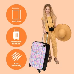 NoBoringSuitcases.com® Koffer Groot - Eenhoorn - Meisje - Patroon - Hartje - Trolley Koffer Met TSA-slot - Met Wielen - 90 Liter - Reiskoffer - 66 Cm -Reisopslagwinkel 1200x1200 811