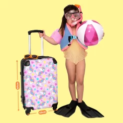 NoBoringSuitcases.com® Koffer Groot - Eenhoorn - Meisje - Patroon - Hartje - Trolley Koffer Met TSA-slot - Met Wielen - 90 Liter - Reiskoffer - 66 Cm -Reisopslagwinkel 1200x1200 814