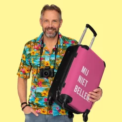 NoBoringSuitcases.com® Koffer Groot - Quotes - Spreuken - Mij Niet Bellen. - Roze - Wit - Trolley Koffer Met TSA-slot - Met Wielen - 90 Liter - Reiskoffer - 66 Cm -Reisopslagwinkel 1200x1200 871