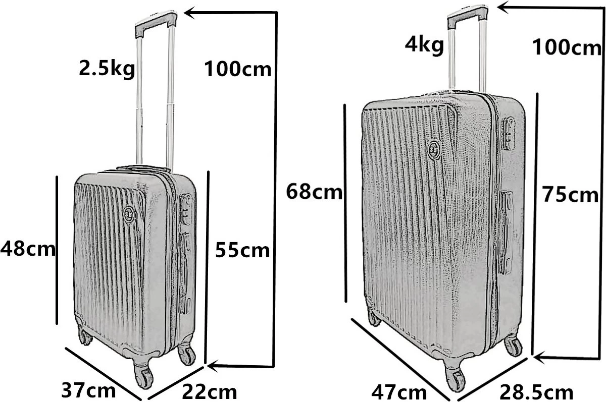 SB Travelbags Kofferset - 2 Delige -Grijs - 75cm/55cm 8 SB Travelbags Kofferset - 2 Delige -Grijs - 75cm/55cm - Afbeelding 8