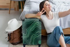 MuchoWow® Koffer - Marmer - Groen - Lijn - Past Binnen 55x40x20 Cm En 55x35x25 Cm - Handbagage - Trolley - Fotokoffer - Cabin Size - Print -Reisopslagwinkel 1200x800 10