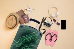 MuchoWow® Koffer - Marmer - Groen - Lijn - Past Binnen 55x40x20 Cm En 55x35x25 Cm - Handbagage - Trolley - Fotokoffer - Cabin Size - Print -Reisopslagwinkel 1200x800 11