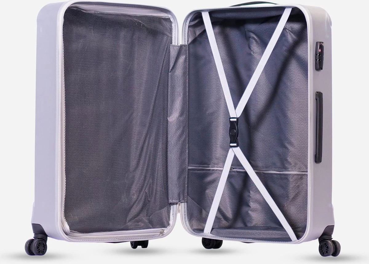 ©TROLLEYZ - Bali No.22 - Reiskoffer 69cm Met TSA Slot - Dubbele Wielen - 360° Spinners - 100% ABS - Reiskoffer In Metallic Grey 4 ©TROLLEYZ - Bali No.22 - Reiskoffer 69cm Met TSA Slot - Dubbele Wielen - 360° Spinners - 100% ABS - Reiskoffer In Metallic Grey - Afbeelding 4