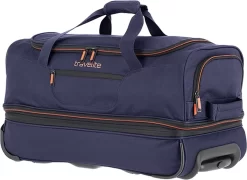 Travelite Basics Wheeled Duffle 55cm Expandable Navy/Orange -Reisopslagwinkel 1200x875 1