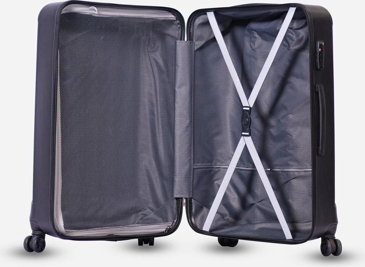 ©TROLLEYZ - Bali No.22 - Trolley - 55cm Met TSA Slot - Dubbele Wielen - 360° Spinners - 100% ABS - Handbagage Koffer In Night Black 4 ©TROLLEYZ - Bali No.22 - Trolley - 55cm Met TSA Slot - Dubbele Wielen - 360° Spinners - 100% ABS - Handbagage Koffer In Night Black - Afbeelding 4