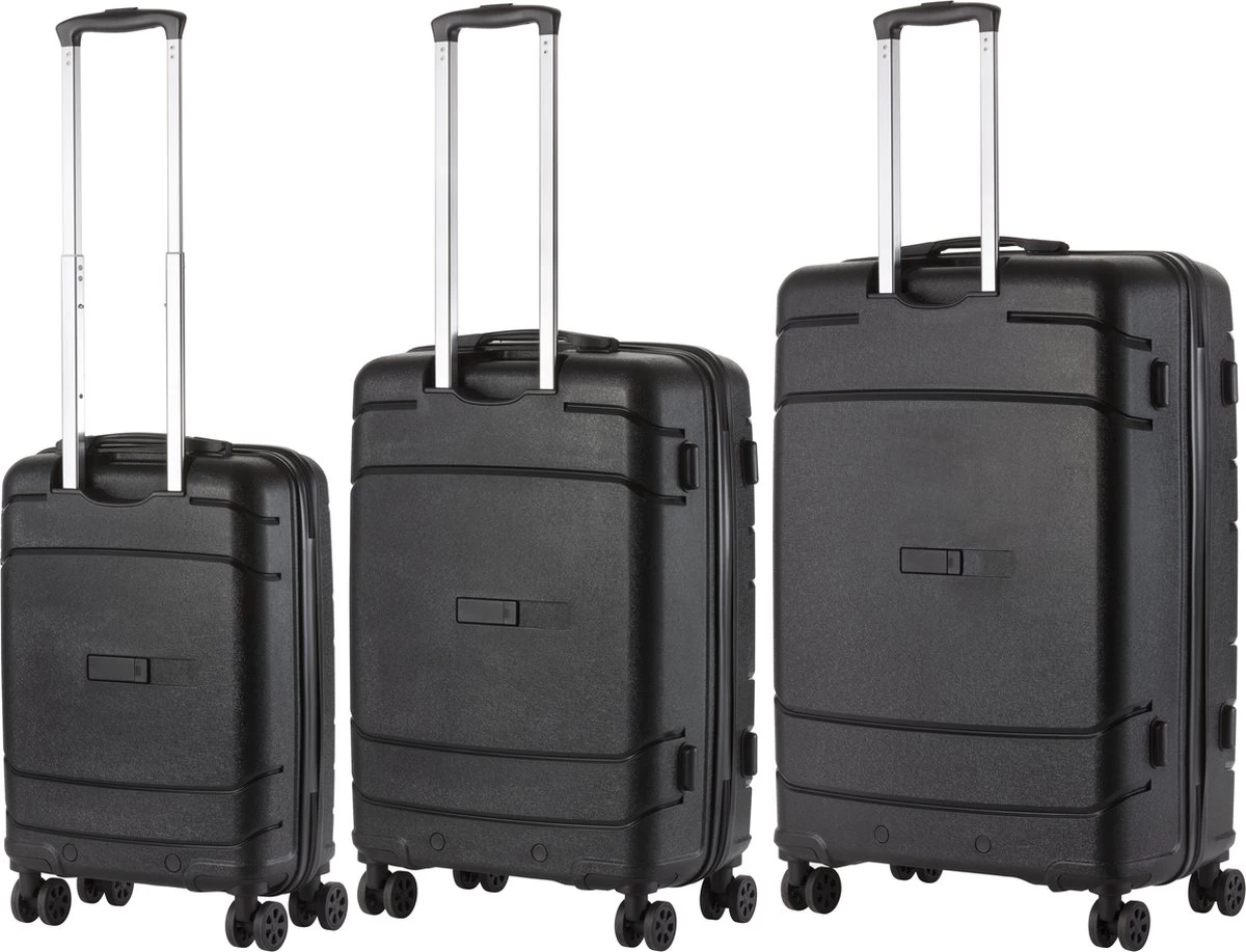 TravelZ Big Bars Kofferset - Trolleyset 3-delig Met TSA-slot - Zwart 2 TravelZ Big Bars Kofferset - Trolleyset 3-delig Met TSA-slot - Zwart - Afbeelding 2