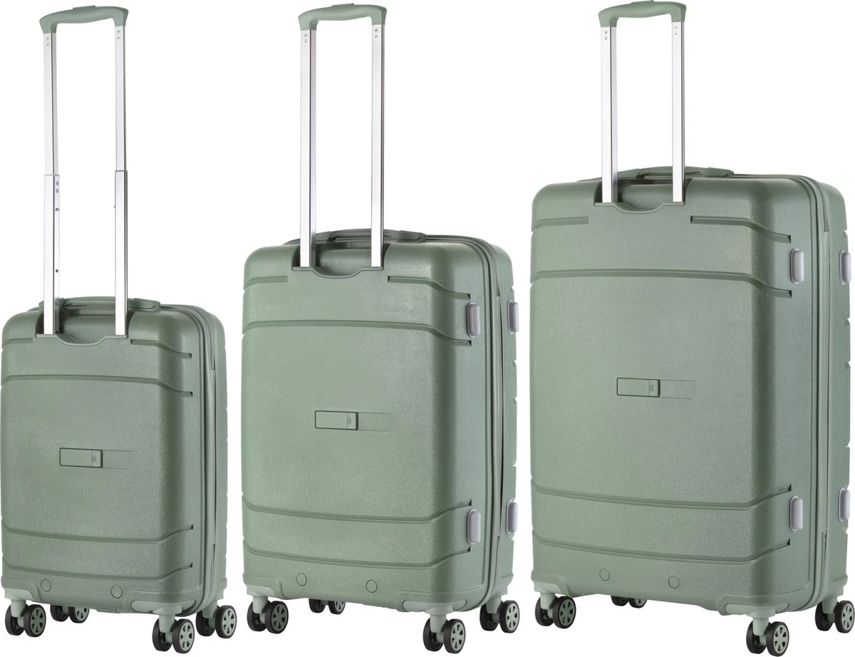 TravelZ Big Bars Kofferset - Trolleyset 3-delig Met TSA-slot - Olijf 2 TravelZ Big Bars Kofferset - Trolleyset 3-delig Met TSA-slot - Olijf - Afbeelding 2