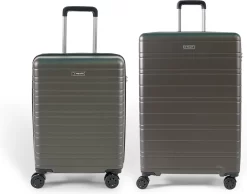 Reisopslagwinkel 8 ©TROLLEYZ - Amsterdam No.9 - Kofferset 2 Delig - 55cm+78cm Met TSA Slot - Dubbele Wielen - 360° Spinners - 100% ABS - Reiskoffers In Cloudy Grey