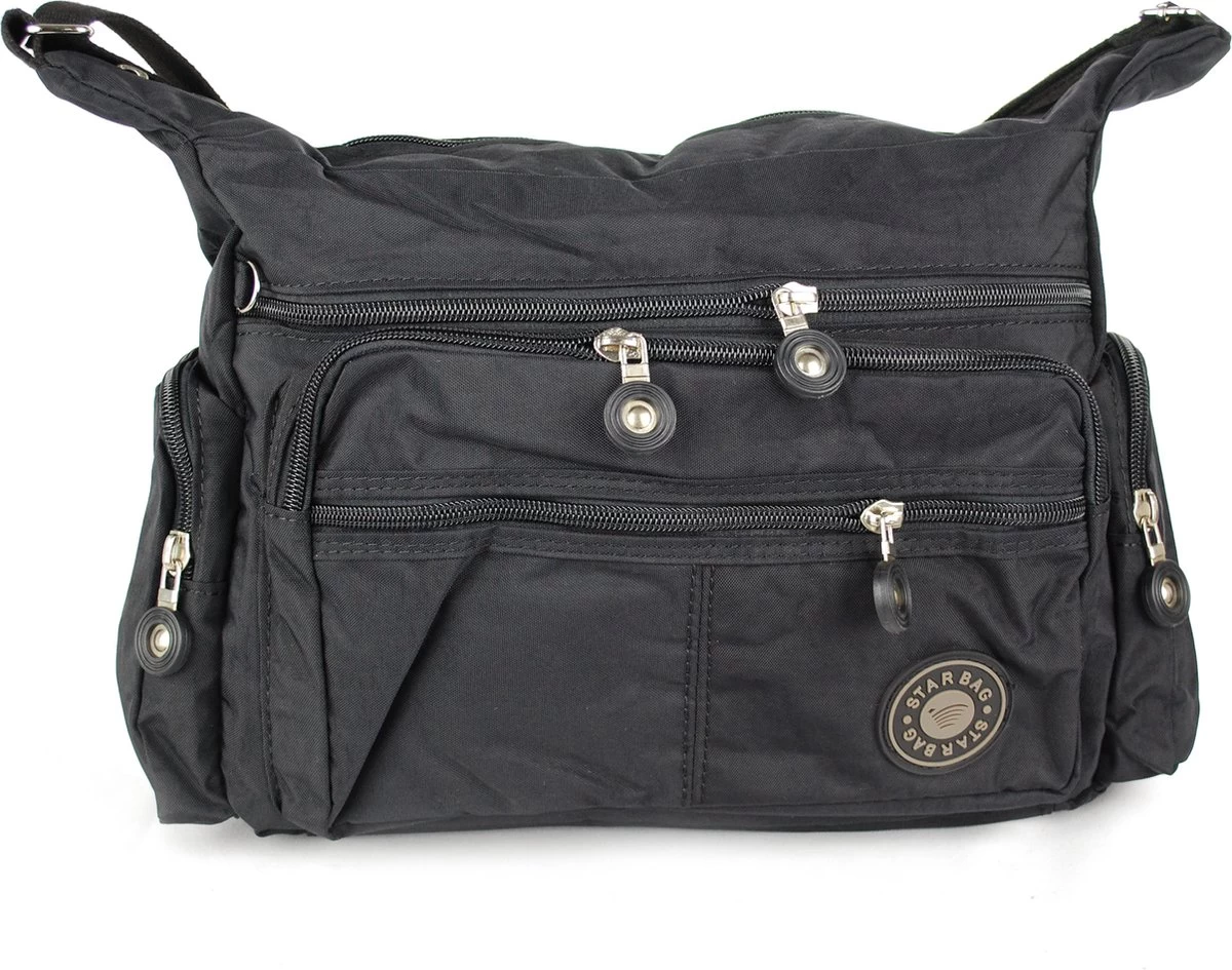 Starbag Reistas/ Schoudertas Crinkle-nylon Unisex Zwart -(1206-6) 1 Starbag Reistas/ Schoudertas Crinkle-nylon Unisex Zwart -(1206-6)