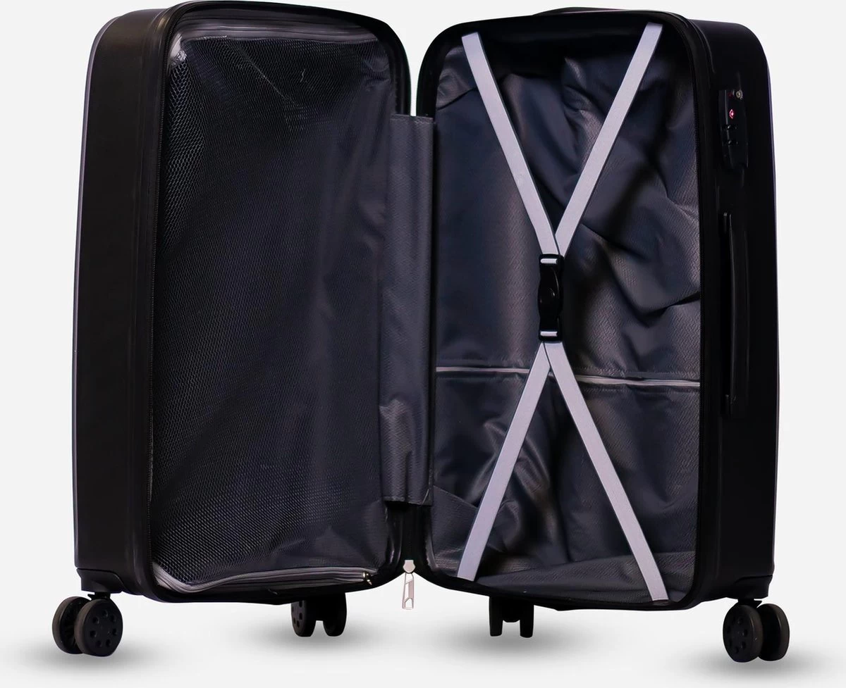 ©TROLLEYZ - Ibiza No.3 - Reiskoffer 69cm Met TSA Slot - Dubbele Wielen - 360° Spinners - 100% ABS - Reiskoffer In Night Black 4 ©TROLLEYZ - Ibiza No.3 - Reiskoffer 69cm Met TSA Slot - Dubbele Wielen - 360° Spinners - 100% ABS - Reiskoffer In Night Black - Afbeelding 4