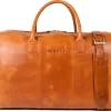 NEGOTIA Delta - Leren Weekendtas - Leren Reistas - Duffel Bag - 100% Luxe Top-Grain Leer - Bruin