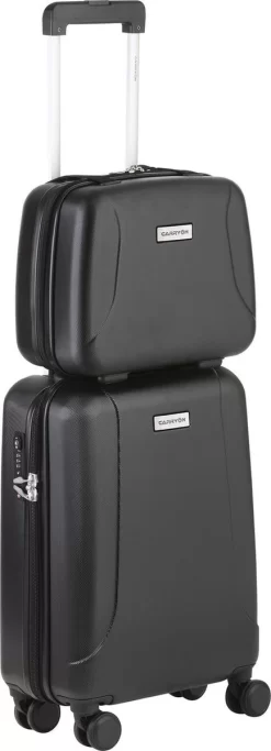 CarryOn Skyhopper Handbagage En Beautycase - 55cm TSA Trolley En Make-up Koffer - Zwart